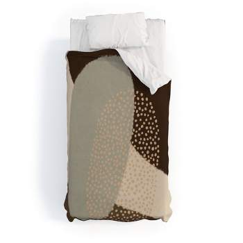 3pc King Modern Abstract Shapes 5 Polyester Duvet & Sham Set Beige - Deny Designs