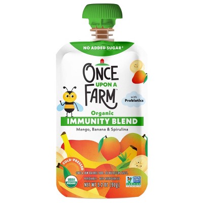 Once Upon a Farm Organic Immunity Blend Mango Banana Spirulina Kids' Snack - 3.2oz