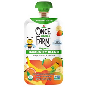 Once Upon a Farm Organic Immunity Blend Mango Banana Spirulina Kids' Snack - 3.2oz - 1 of 4