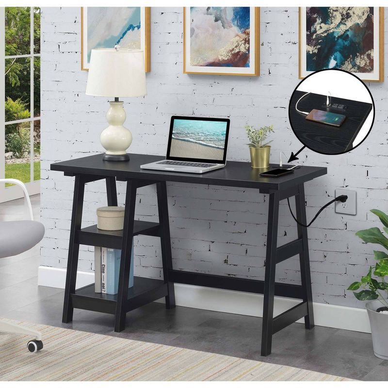 Designs2Go Trestle Desk with Charging Station and Shelves - Breighton Home, 2 of 7
