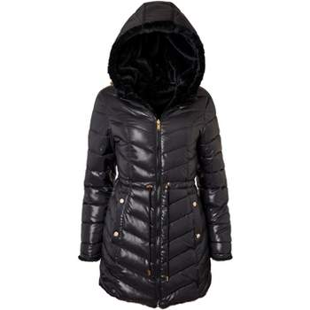 Womens Winter Coats Faux Fur Lining Parka With Fur Hood  Long hooded coat, Winter  coats women, Black winter coat