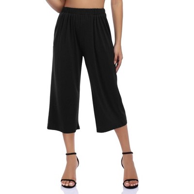 Whizmax Women's Elastic Waist Solid Palazzo Casual Wide Leg Pants with Pockets