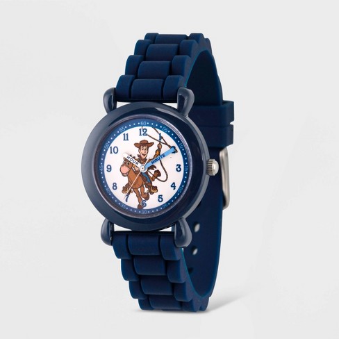 Kids' Disney Toy Story 4 Woody Plastic Time Teacher Watch - Blue : Target