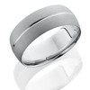 Pompeii3 14K White Gold Mens Brushed Single Groove Wedding Band 8mm - 2 of 3