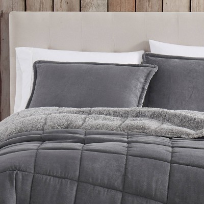 King Gray Reversible Microfiber Down Alternative Comforter Set