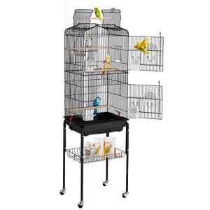 VEVOR 64-inch Open Top Large Parrot Bird Cage with Detachable Rolling Stand for Parakeets Finches Canaries Lovebirds Cockatiels Budgies, Black - 1 of 4