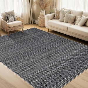 GustoWave Various sizes Modern Stripe Machine Washable Area Rug for Bedroom, Living Room, Black - 1 of 4
