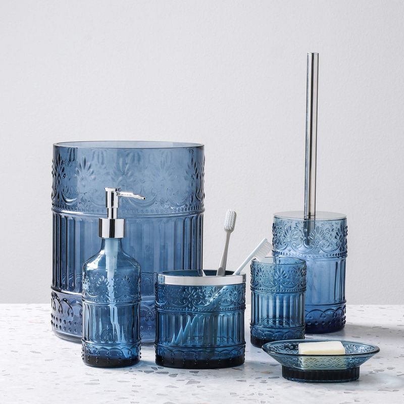 Whole Housewares 7.5'' x 10'' Glass Mosaic Decorative Trash Can - Blue, 5 of 6