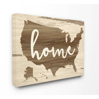 16"x1.5"x20" Distressed Wood U.S.A Map Stretched Canvas Wall Art - Stupell Industries