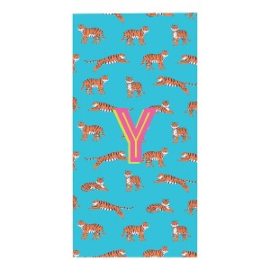 Personalization Mall Tiger Print Initial 30x60 Beach Towel - 1 of 2