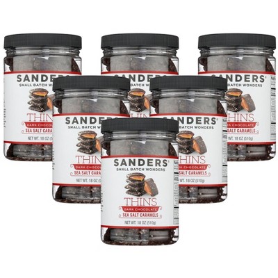 Sanders Dark Chocolate Thins Sea Salt Caramels - 6 pack, 18 oz