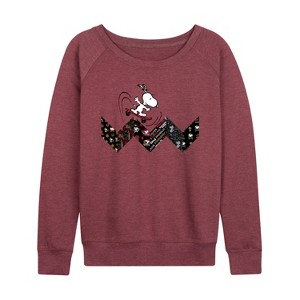 Women's - Peanuts - Snoopy Skating Pattern Lightweight French Terry Slouchy - 1 of 4