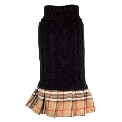 The Worthy Dog Plaid Layered-Look Two-fer Pet Pullover Turtleneck Sweater Dress