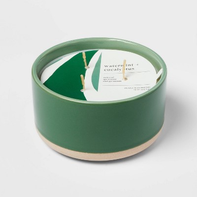 15oz Ceramic 3-Wick Candle Watermint & Eucalyptus Green - Threshold™