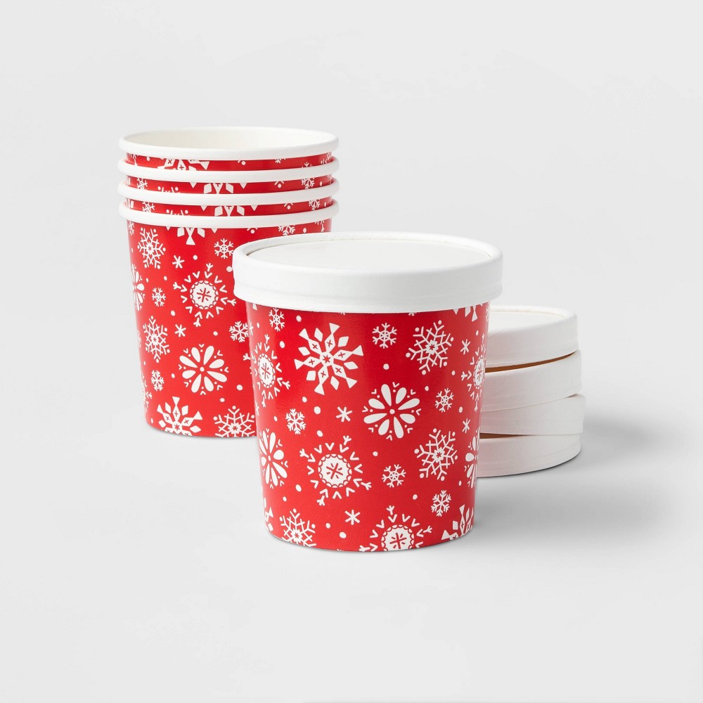 5ct Snowflake Print Food Container Red - Wondershop