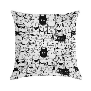 Funny Black White Cats Pillow Covers 18x18 Decorative Throw Pillows Soft Square Cushion Covers for Couch Sofa Bedroom - 1 of 1