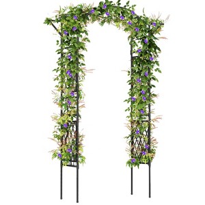 Costway 83” Garden Arch Trellis for Climbing Plants with Upgraded Metal Frame for Flowers - 1 of 4