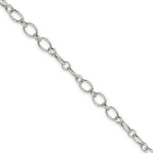 Black Bow Jewelry Women's 6mm, Sterling Silver Fancy Solid Rolo Chain Necklace - 1 of 4