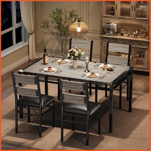 Dining Table Set for 2, Dining Table with 2 Upholstered Chairs, Wood 3-Piece Kitchen Dining Room Table Set - 1 of 4