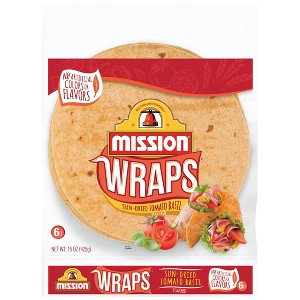 Mission Sun Dried Tomato Basil Flour Wraps - 15oz/6ct - 1 of 4