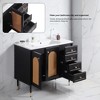 Lyngins 36" Bathroom Vanity with Sink – Drop-In Basin, Tapered Legs, Rattan Bathroom Storage Cabinet with Woven Hollowed-Out Doors & Drawer - 4 of 4