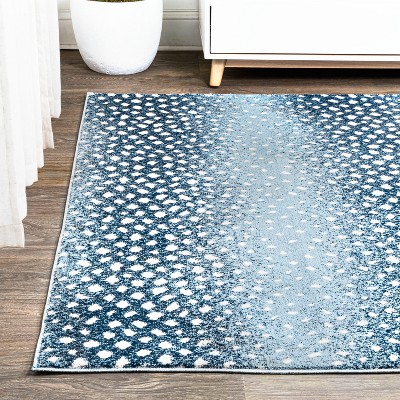 Ivory and Blue Abstract Antelope Washable Area Rug