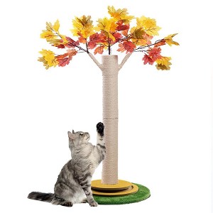 Large indoor cat climbing frame tree, vertical sisal cat scratching post natural maple leaf style, no occupation, wear-resistant, scratch resistant - 1 of 4