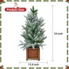 2ft Snow Flocked Pre-Lit Tabletop Christmas Tree with 30 Lights and Wooden Pot, Battery Powered - 3 of 4