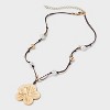 Woven Cord Pearl and Floral Pendant Necklace - Wild Fable™ Gold - 3 of 4