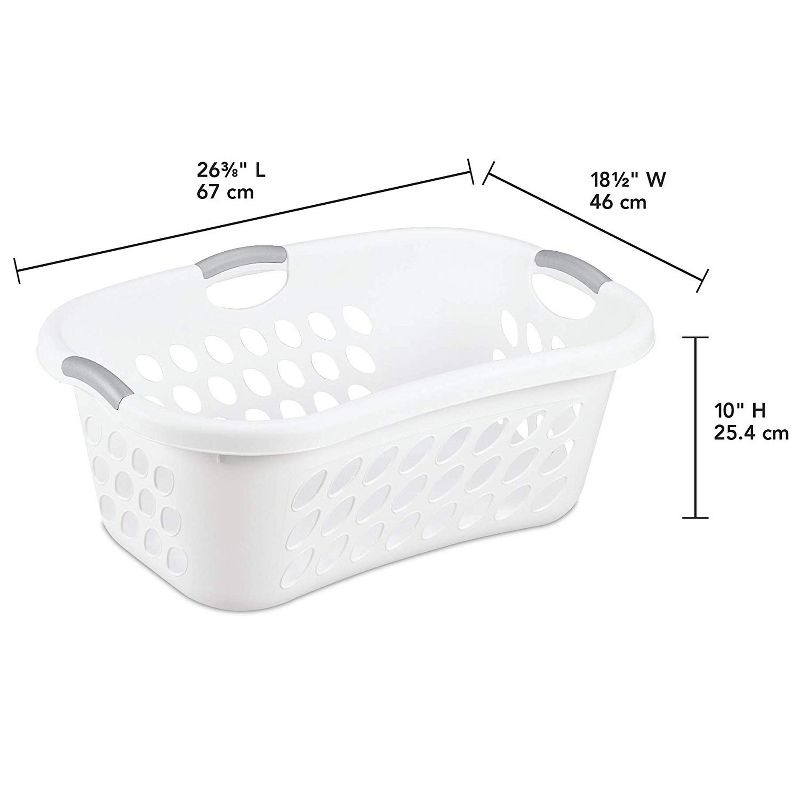 Sterilite 1.25 Bushel Ultra HipHold Laundry Basket, Plastic with Comfort Handles and Hip Hugging Curve for Easy Carrying of Clothes, White, 12-Pack, 3 of 4