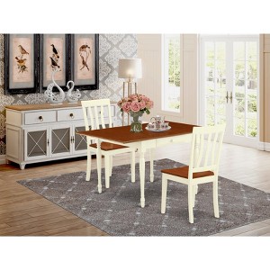 East West Furniture  3Pc Dining Table Set Includes a Wood Dining Table and 2 Kitchen Chairs with Solid Wood Seat Drop Leaf Table with Slat Back Chairs - 1 of 4