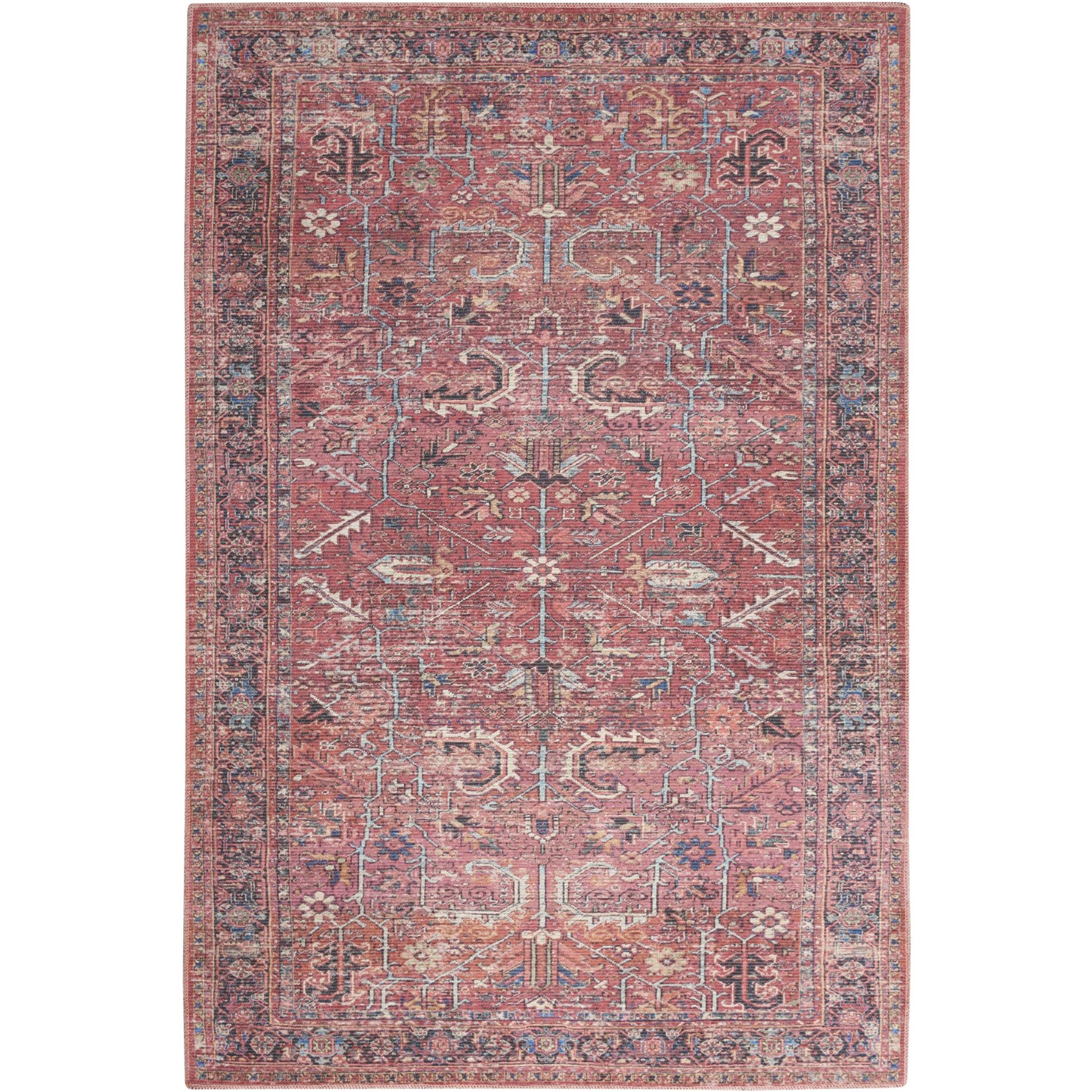 Nourison New Concept Washables 5'3" x 7'3" Brick Vintage Indoor Non-Slip Flatweave Rug