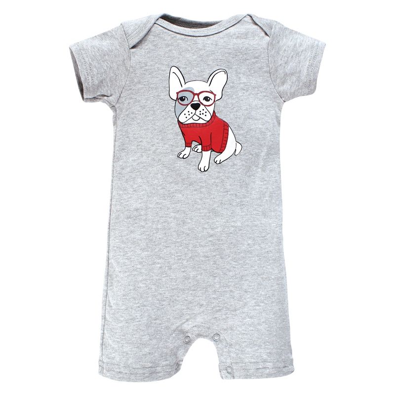 Hudson Baby Infant Boy Cotton Rompers, Boy Whimsical Dog, 3 of 6