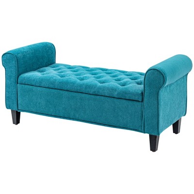 NicBex Storage Ottoman Bench for Bedroom,Velvet Modern Storage Bench with Rolled Armrests,Ottoman for Living Room,Bedroom,Entryway