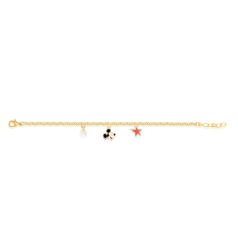 Disney Mickey or Minnie Mouse Charm Bracelet 6.5" + 1" - Official License Gold Plated 100th Anniversary Limited Edition Bracelet, 3 of 6
