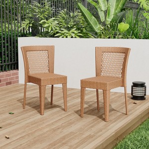 Sapphtopaz Patio Dining Chairs Wicker Patio Chairs with Back for Patio, Outside, Living Room - 1 of 4