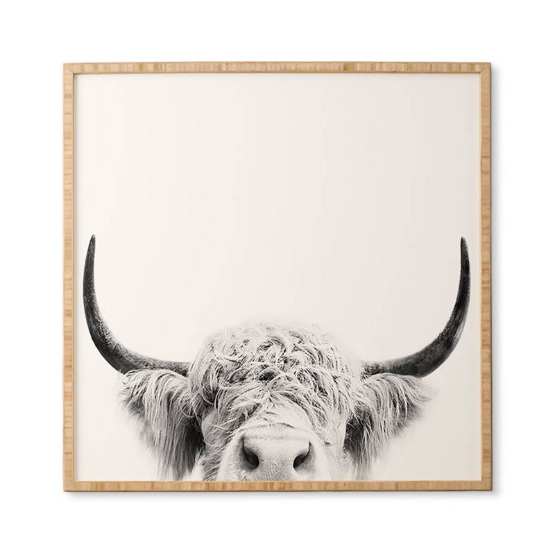 Sisi and Seb Peeking Highland Cow Framed Wall Art Gray - Deny Designs, 5 of 7