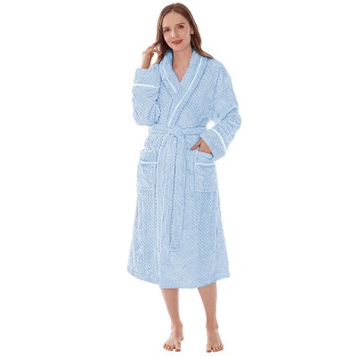 PAVILIA Women Plush Fleece Robe, Soft Textured Bathrobe, Lady Cozy Spa Long Robes, Fuzzy Satin Waffle Trim
