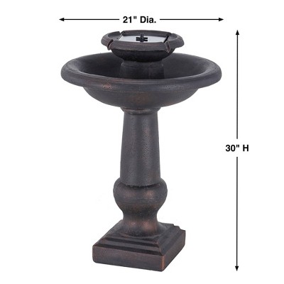 Chatsworth Bronze Solar Powered 2-Tier Outdoor Fountain