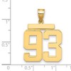 Black Bow Jewelry 14k Yellow Gold, Athletic Collection, Large Polished Number 93 Pendant - 2 of 3