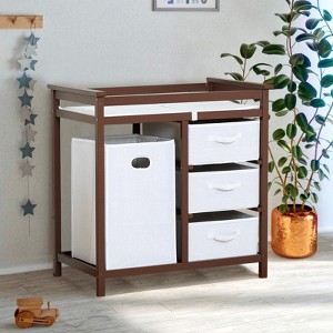 Wooden Baby Changing Table, Modern Diaper Changing Table, Infant Diaper Changing Station Dresser with 3 Laundry Baskets and Changing Pad - 1 of 4