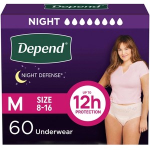 Depend Night Defense Adult Incontinence Underwear for Women - Overnight Absorbency - Blush - 1 of 4