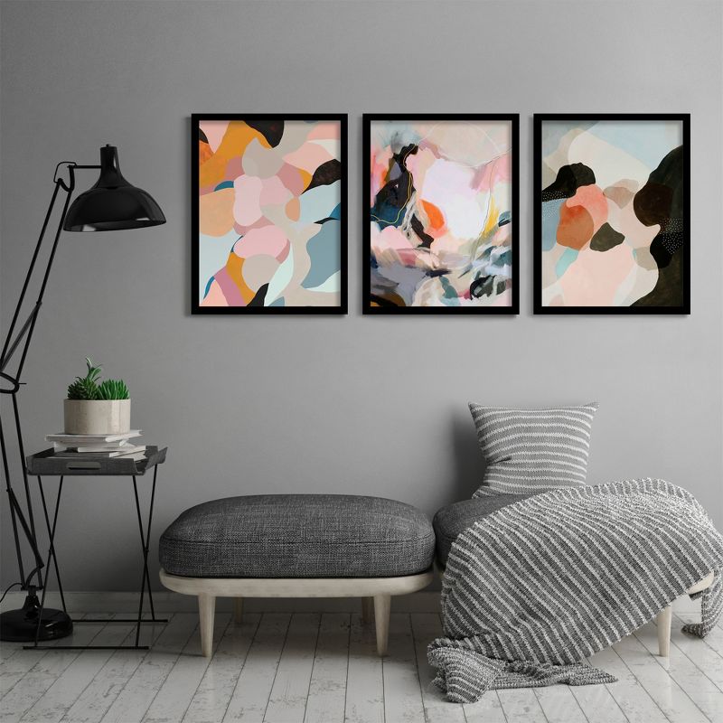 Americanflat Abstract (Set Of 3) Triptych Wall Art Peachy Paintings By Louise Robinson - Set Of 3 Framed Prints, 4 of 7