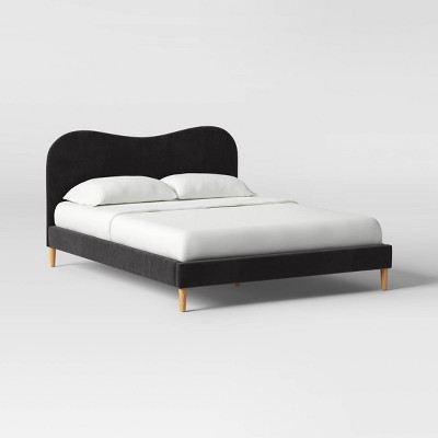 Full Scalloped Wave Bed Velvet Black - Threshold™