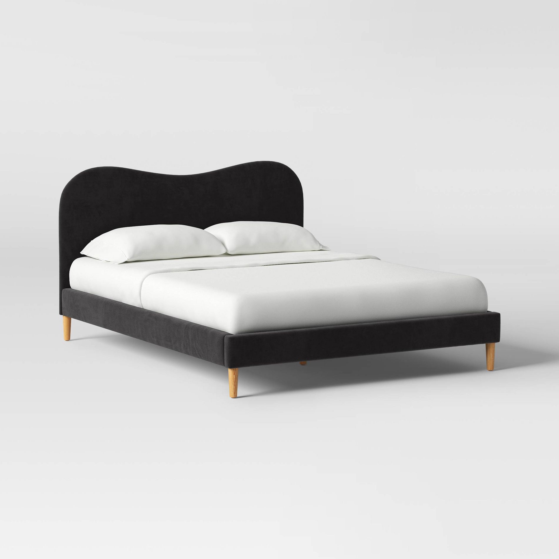 Queen Scalloped Wave Bed Velvet Black - Threshold™