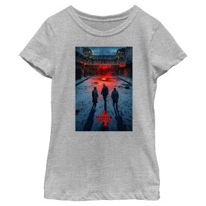 Girl's Stranger Things Four Friends Rift Apocalypse Poster T-Shirt - 1 of 4