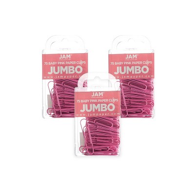 JAM Paper Jumbo Paper Clips Pink 3/Pack (42186873B)
