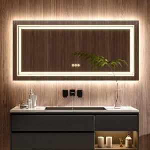 20-55in Oversize Led Dual Illuminated Bathroom Mirror Wall Mounted Antifog Vanity Mirror, Wall Decor Mirror - 1 of 4