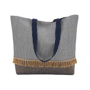 Saro Lifestyle Boho Chic Tassel Tote, Blue, 20"x14" - 1 of 1