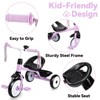 Itopfox Toddler Tricycle for Ages 2-4 Years, Kids Trike with Bell and Back Basket, 3 Wheel Bike Riding Toy Gift for Girls, Purple - 3 of 4